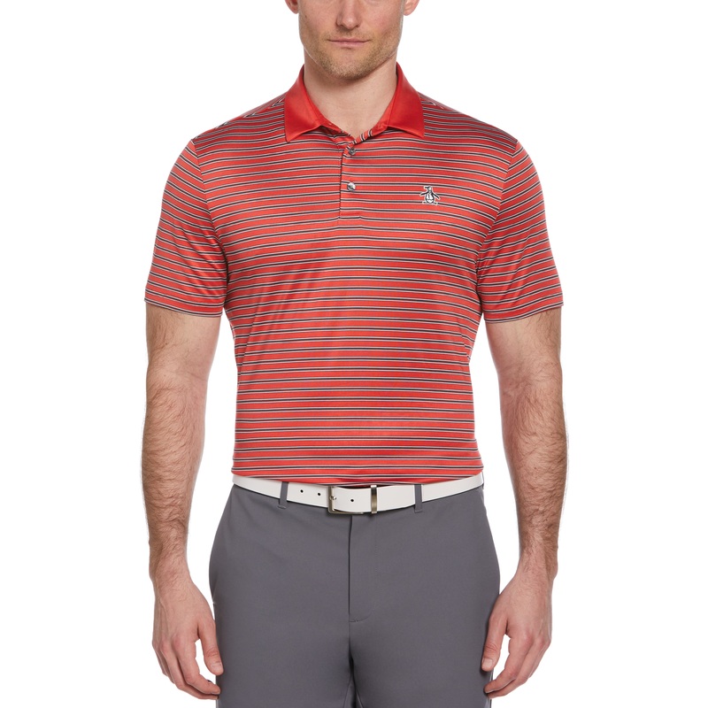 Men’s Heritage Stripe Solid Collar Short Sleeve Polo Shirt