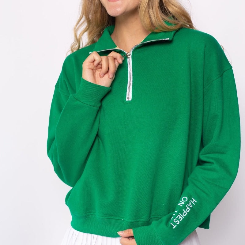 CourtLife Happiest on The Tennis Court Zip Sweatshirt – Various Colours