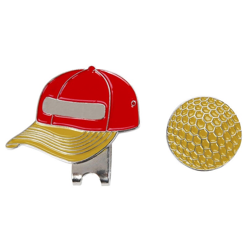 Magnetic Golf Hat Clips Golf Ball Marker Holder for Golf Gloves Hats Bags Hat Visors Belt Easy to Stick on & off  red with yellow