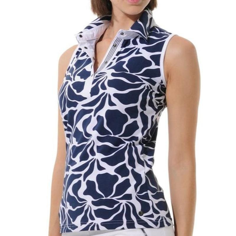 MDC Matisse Print S/L Polo – Navy/White