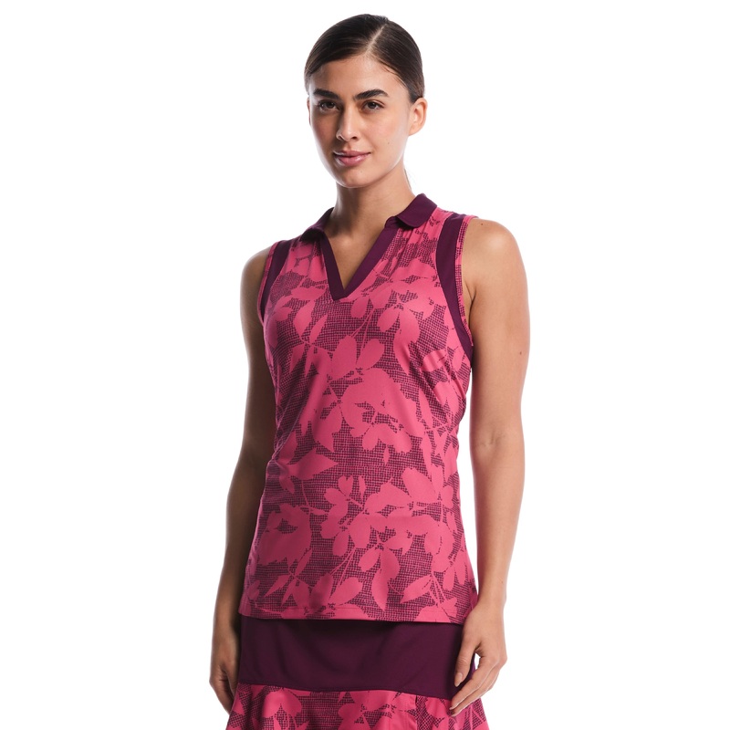 Women’s Sleeveless Floral Printed Polo