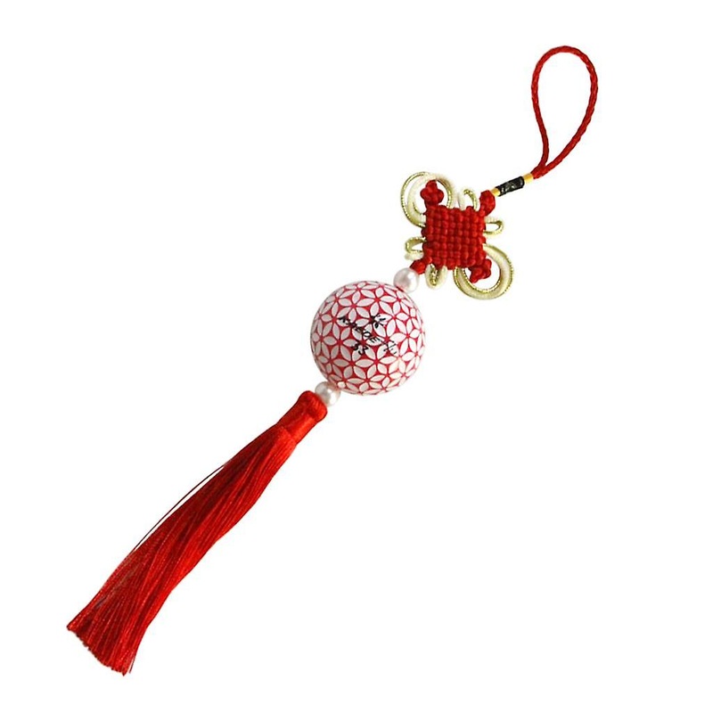 Chinese Knot Tassel with Golf Ball Home Car Office Hanging Decoration Red