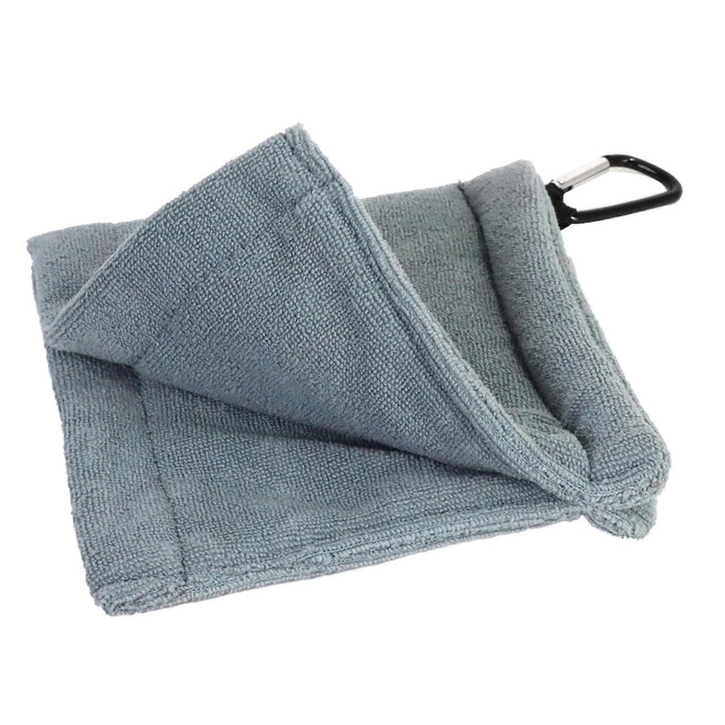 Golf Club Cleaning Towel Microfiber Soft Absorption Hanging Waist Design for Golf Course Outdoor Sports Equipment (Grey)
