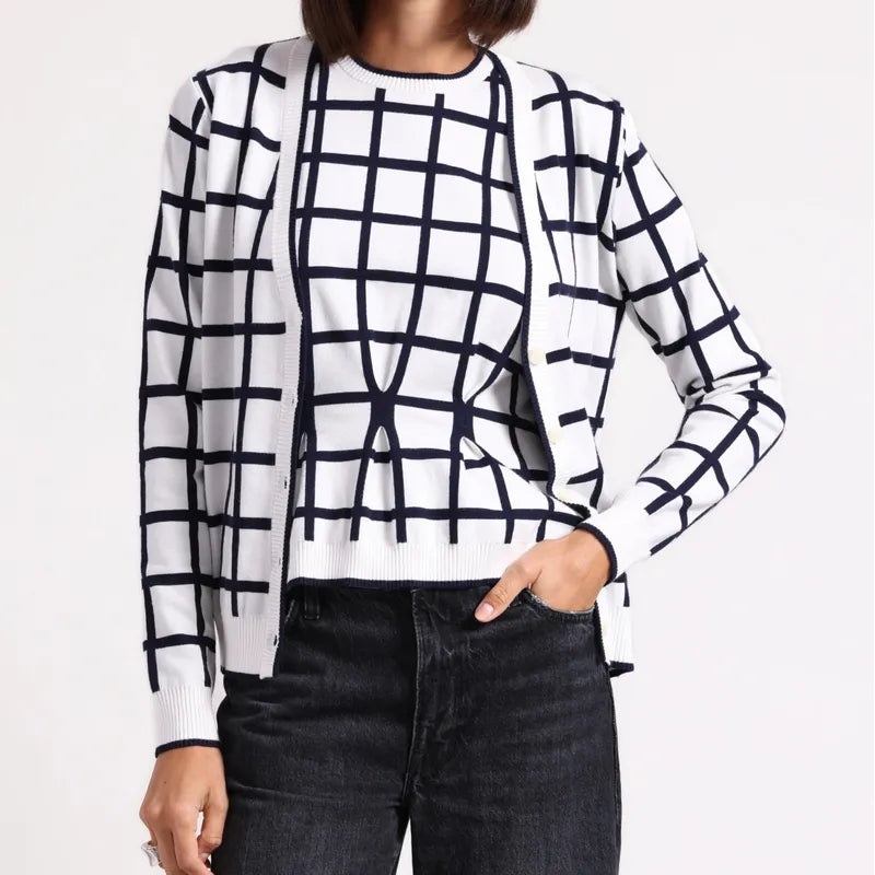Minnie Rose Cardigan – White/Navy