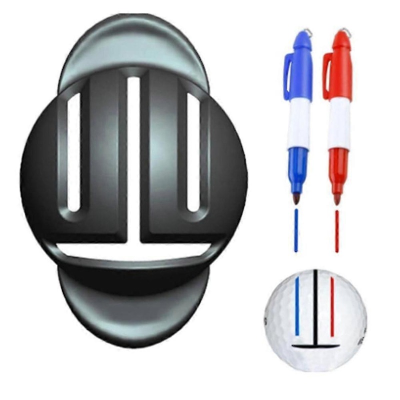 Portable Golf Ball Line Liner With 2 Marker Pens Durable Golf Ball Marking Alignment Tool Easy Operation Black