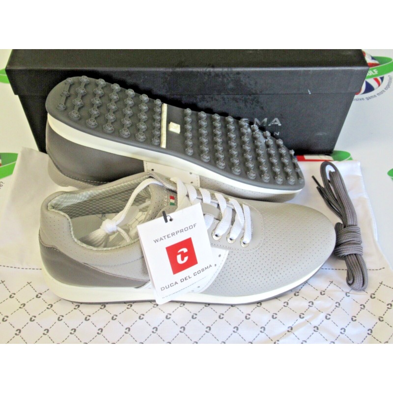 Duca Del Cosma Italian Leather Belair Golf Shoes Grey/Dark Grey/White UK Size 6