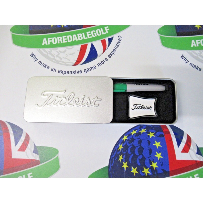 Titleist Alignment Ball Marker And Green Sharpie In Presentation Tin