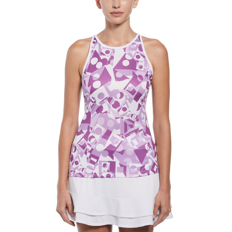 Women’s Geo Printed Tennis Tank Top with Mesh Back