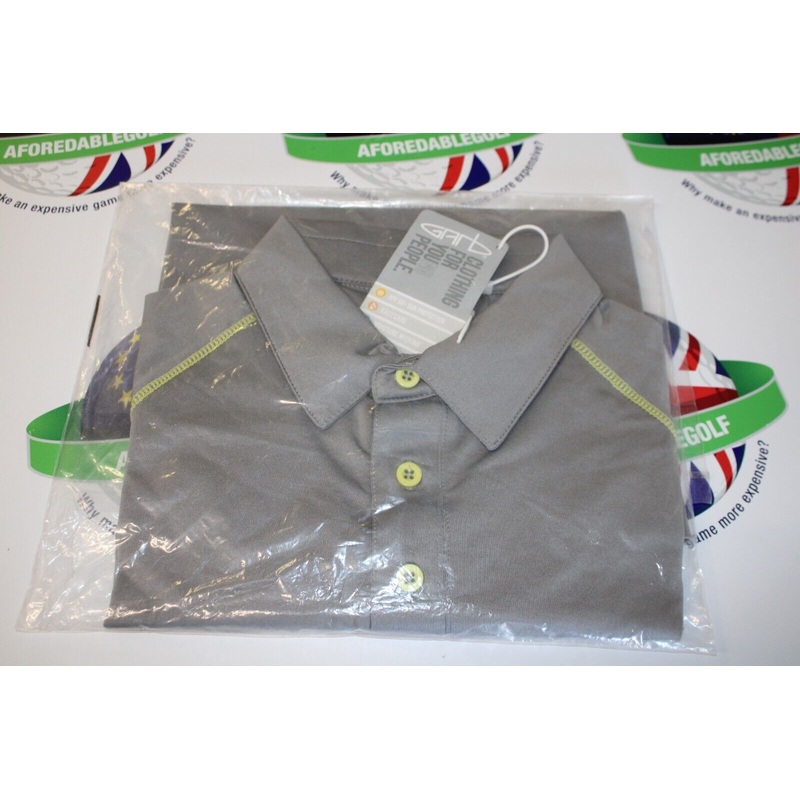 Garbinc Acey Junior Boys Polo Shirt Charcoal/Yellow Size XL Ages 11-12