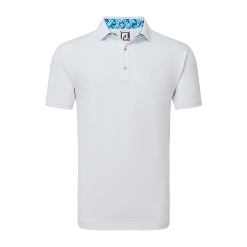 Pique Solid Primrose Trim Polo – White