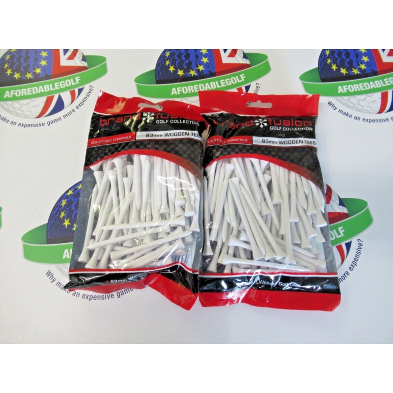 X 160 83Mm Brand Fusion White Wooden Golf Tees X2 Bumper Packs 80 Tees Per Pack