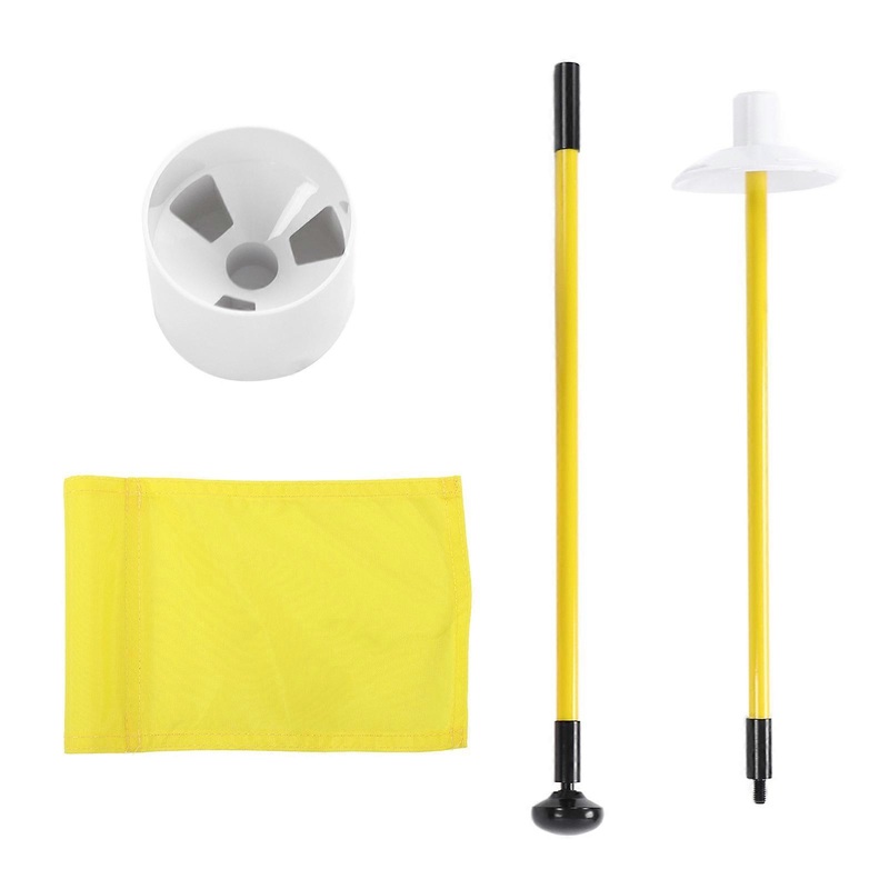 2-Piece Detachable Golf Flagstick with Hole Cup in Yellow