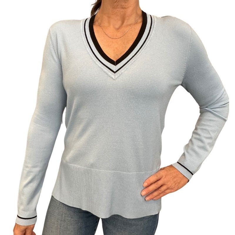 Marc Aurel V-Neck Sweater – Blue