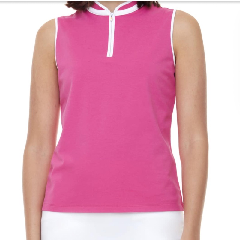Swing Control S/L Pique Zip Mock – Bubblegum