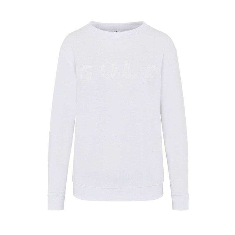 Swing Out Sister Ladies Optic White Embossed Golf Sweatshirt