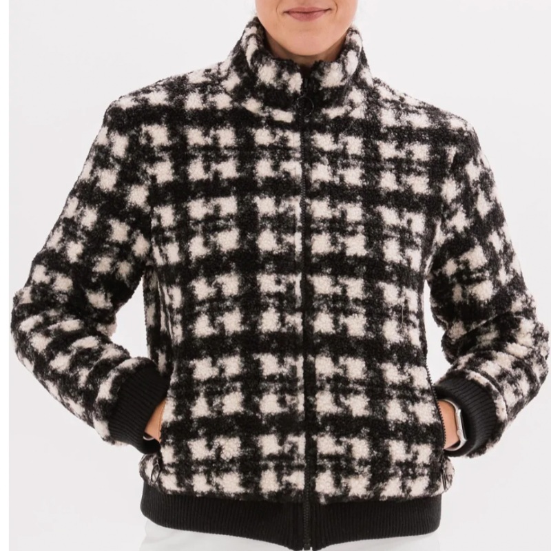 Foray Golf Printed Fleece Sherpa Jacket – Cream/Black