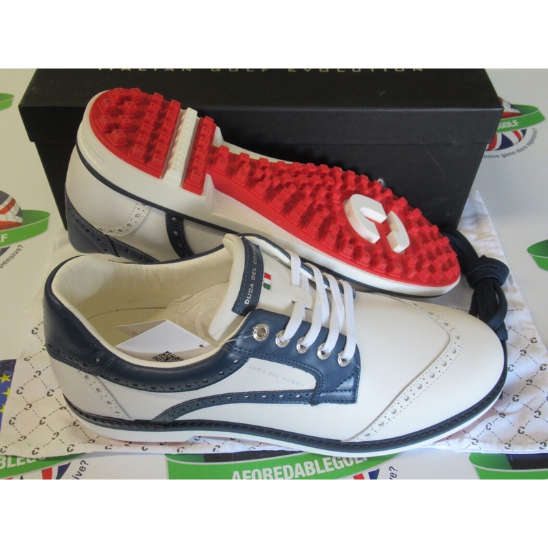 Duca Del Cosma Italian Leather Barasso Golf Shoes White UK Size 11
