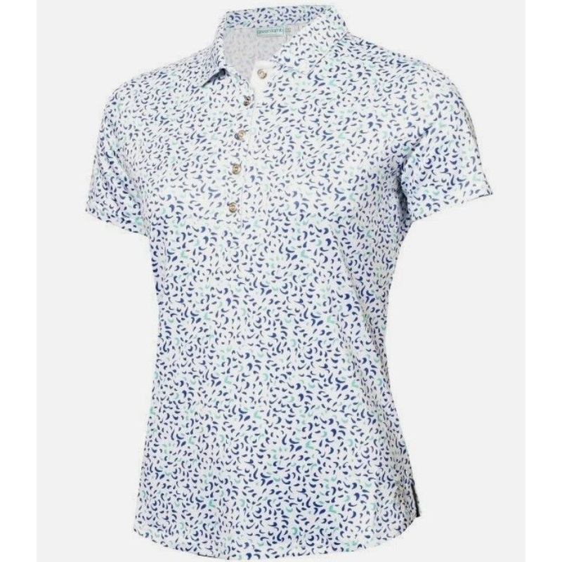 Green Lamb Melanie Printed Ladies Golf Polo Shirt Terrazzo Print Uk Size 12
