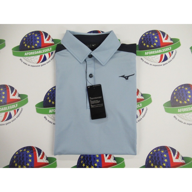 Mizuno Comp Trim Polo Shirt Dream Blue/Navy UK Size Small