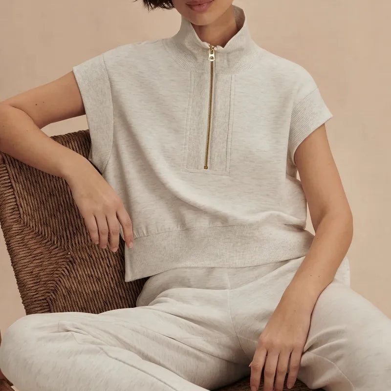 Varley Kelly Zip Sweat – Ivory Marl