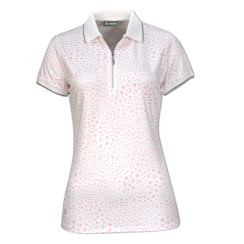 Glenmuir Short Sleeve Polo with White & Candy Pink Animal Print