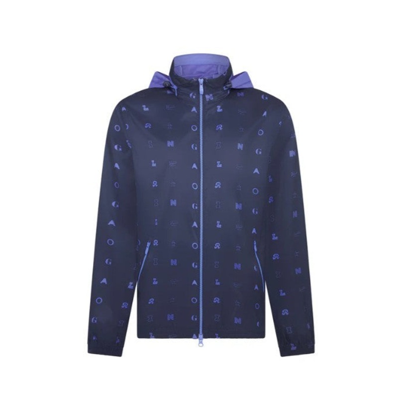 Original Penguin Logo Print Golf Wind Jacket With Hidden Hood Blue Uk Size XL