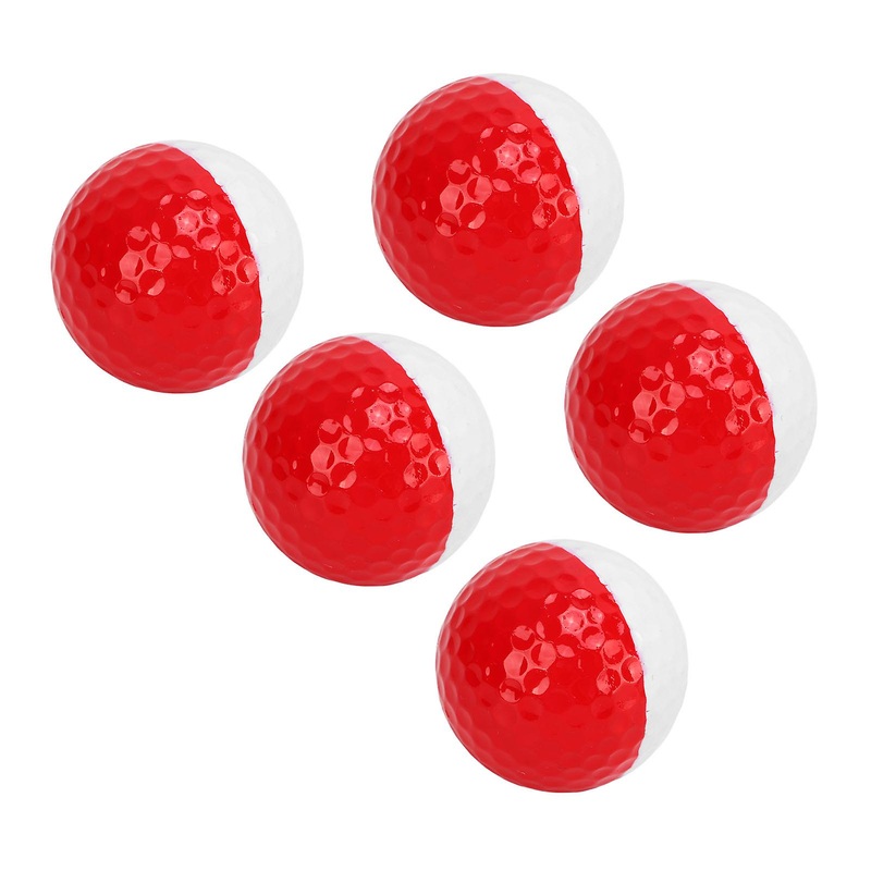 5pcs Golf Sports Training Balls 2 Color Putting Training Golf Ball Set Double Layer Golf Gift Ball for Home Hotel Red and White