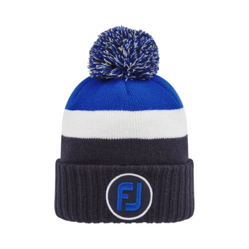 FJ Pom Pom Knit Hat – Navy/White/Blue