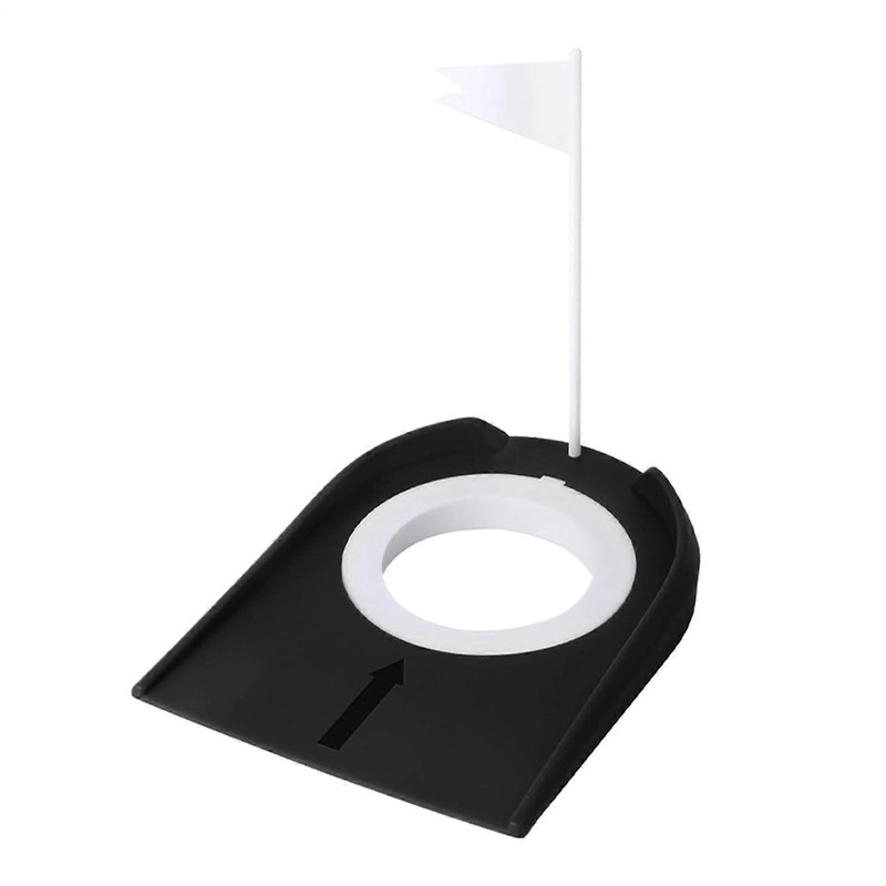 Golf Put Cup  Training Aid  Putt Practice Hole with Flag for Greens Black