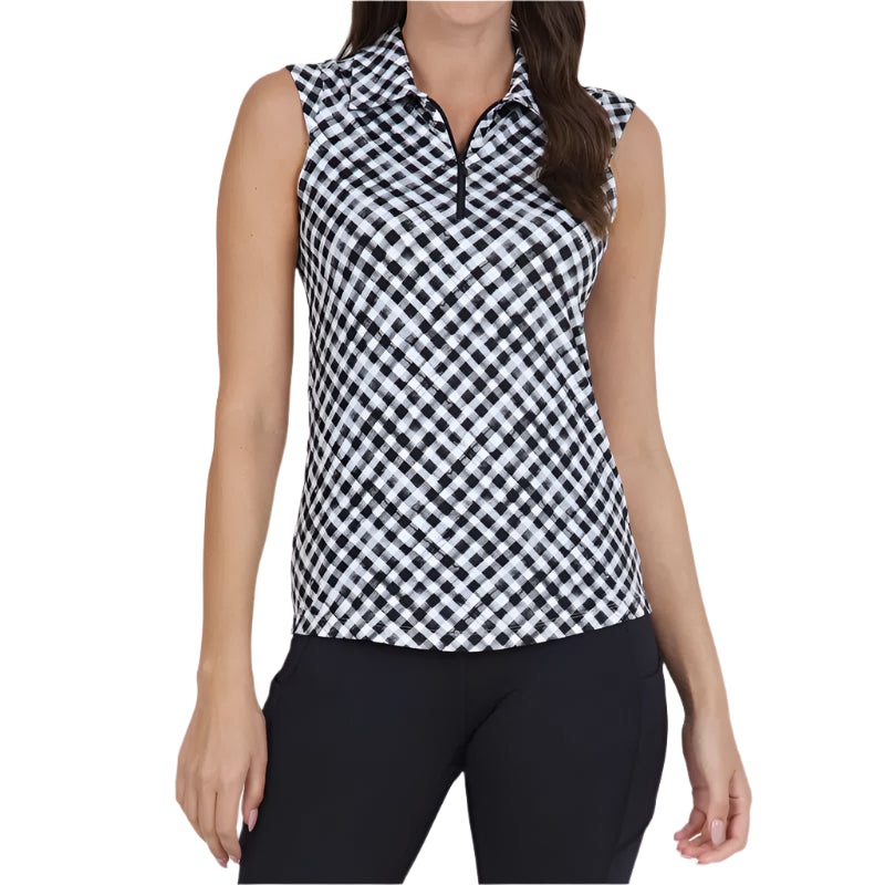 IBKUL Gingham S/L Polo – Black/White