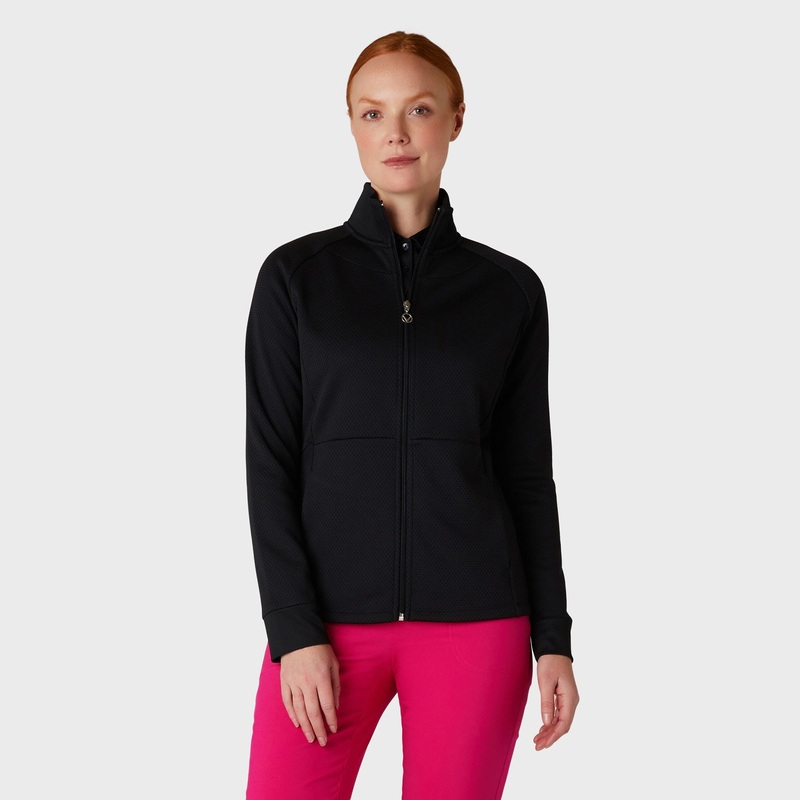 Callaway Ladies Hexagon Lightweight Fleece Golf Jacket in Caviar