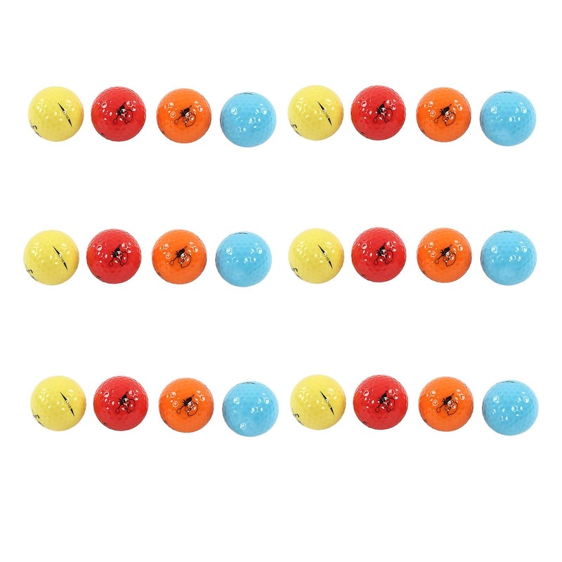 24Pcs Golf Ball Set Rubber Colorful Good Resilience 2 Layer Golf Ball for Women Entry Level Players B155