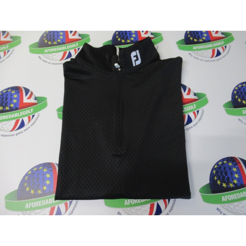 Footjoy Eu Tonal Print Knit 1/2 Zip Midlayer Black UK Size Medium Athletic Fit