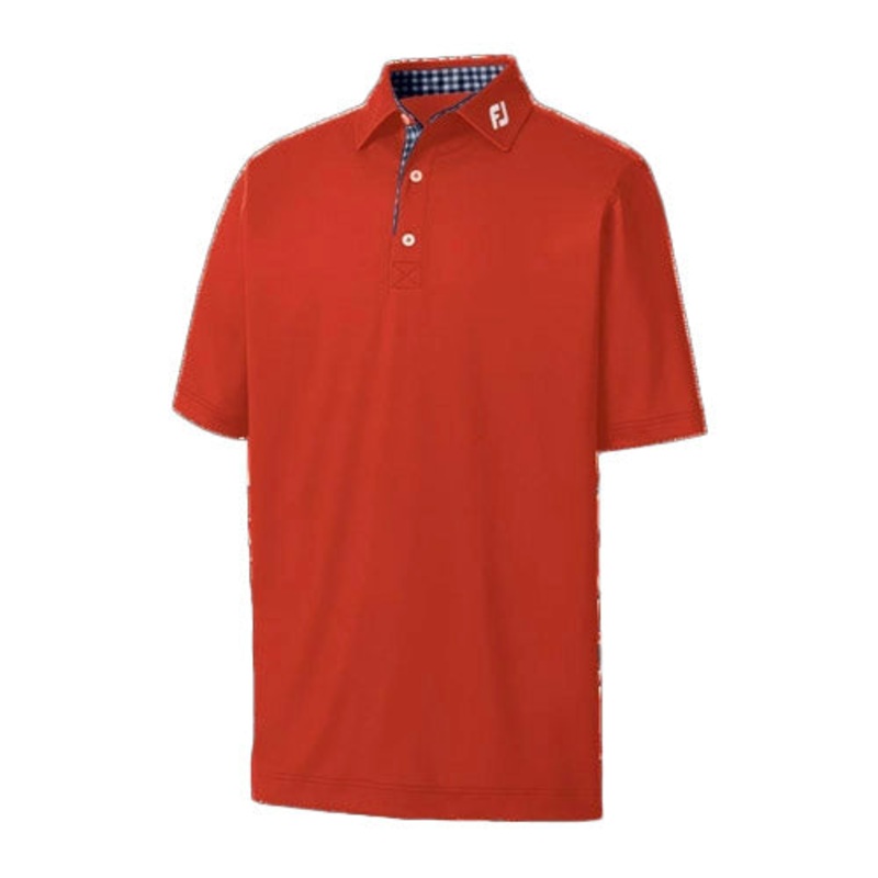 FootJoy Stretch Pique Solid (Athletic Fit) w/Gingham Trim – Red