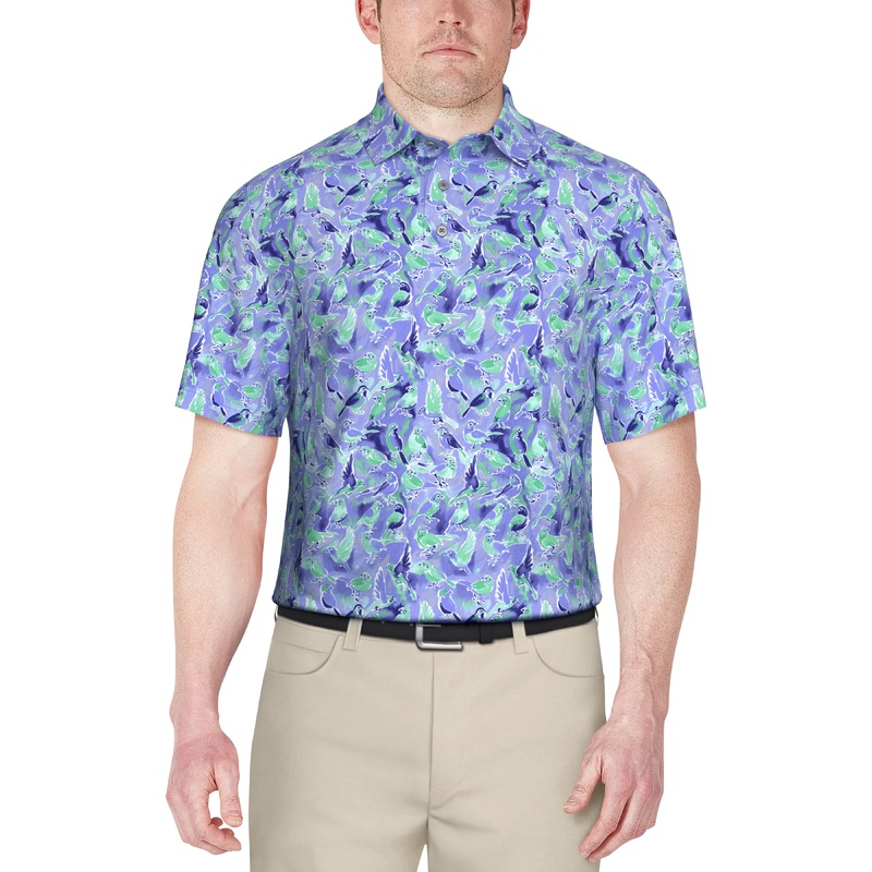 Men’s Watercolor Birdie Print Golf Polo