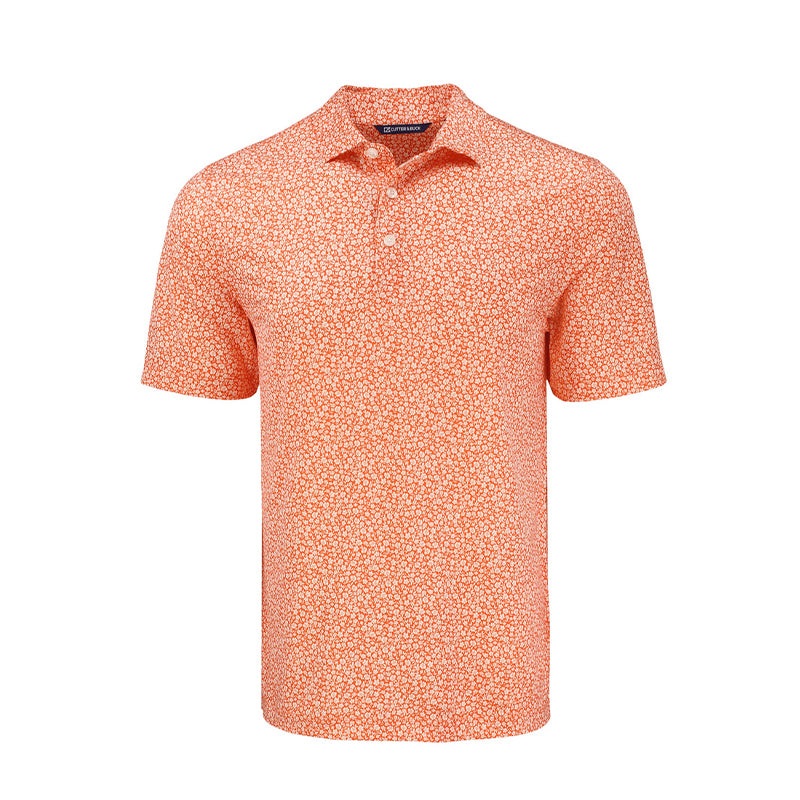 CUTTER & BUCK Pike Eco Flora Print Men’s Polo (College Orange)