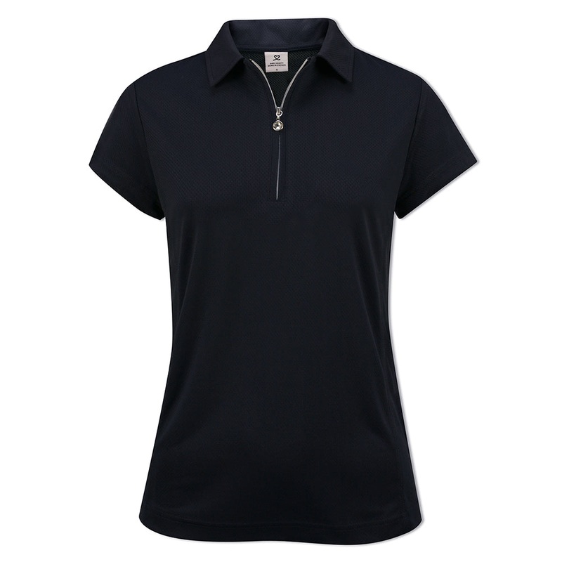 Daily Sports Ladies Cap Sleeve Polo with Zip-Neck in Dark Navy Blue
