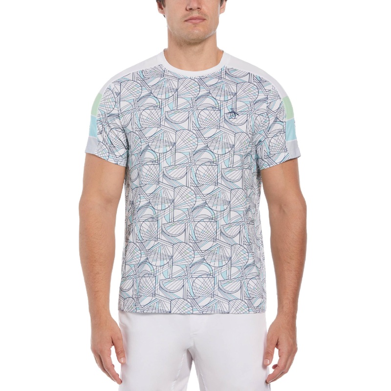 Men’s Tennis Racket Print Performance Short Sleeve Tennis T-Shirt