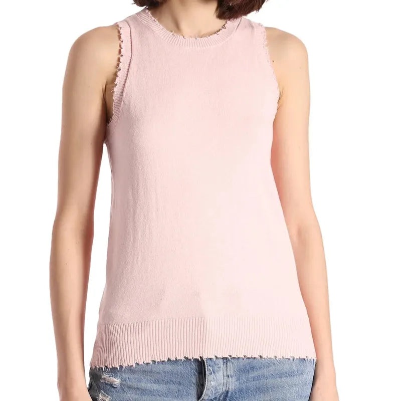 Minnie Rose Frayed Tank  – Lotus Pink