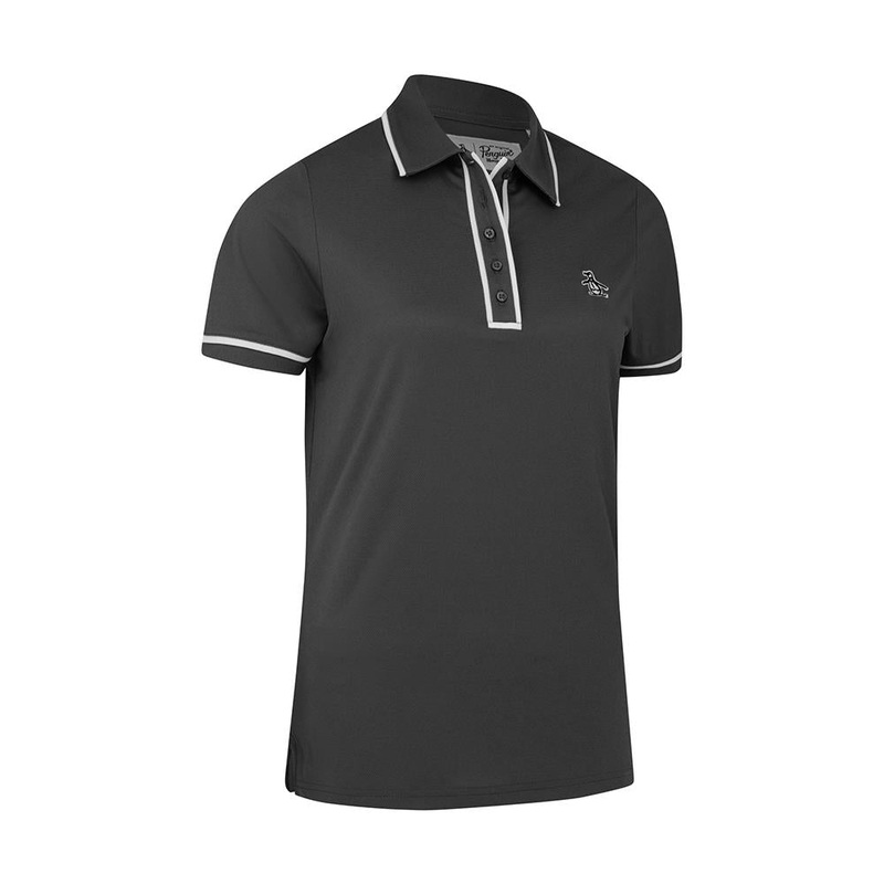 Original Penguin Ladies Piped Short Sleeve Polo in Caviar