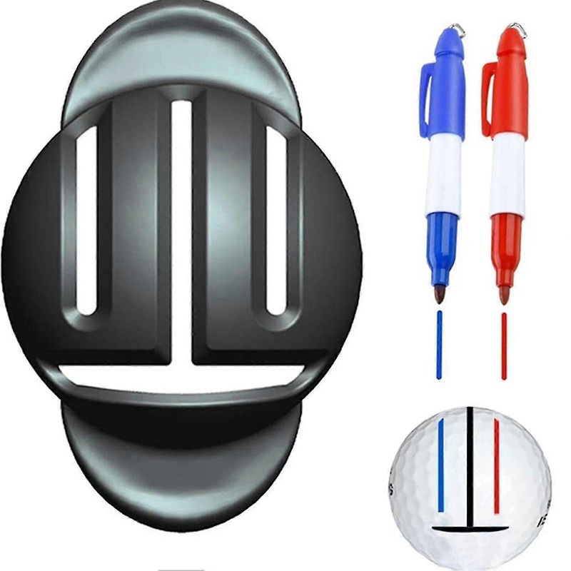 Portable Golf Ball Line Liner With 2 Marker Pens Durable Golf Ball Marking Alignment Tool Easynot include golf balls)