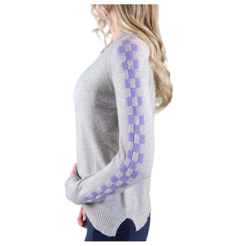 Alashan Cashmere Checkerboard Sweater – Ash/Lilac