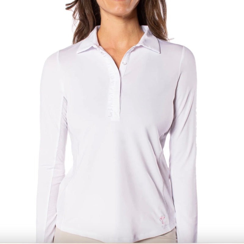 Golftini L/S Ruffle Polo – White