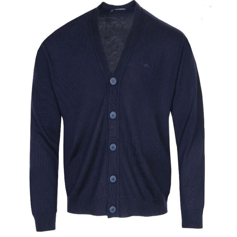 J Lindeberg Lucas Merino Wool Knitted Cardigan Navy UK Size XXL