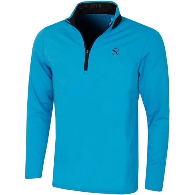 Puma Light Weight 1/4 Zip Pullover Aqua Blue/Puma-Black UK Size XXL