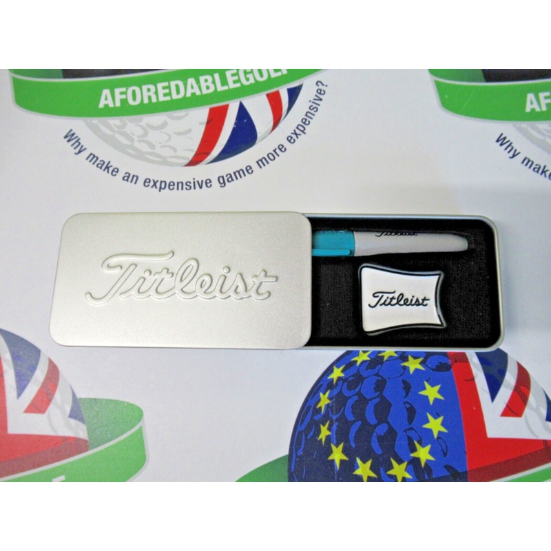 Titleist Alignment Ball Marker And Turquoise Sharpie In Presentation Tin