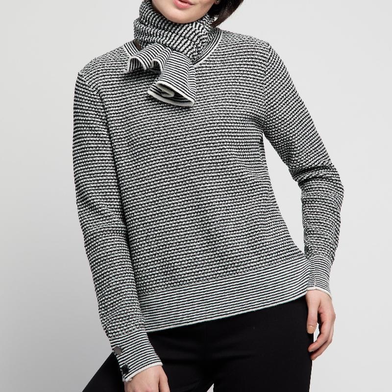 Atelier by Lyse Spenard Crew Sweater(+Scarf) – Snow/Black