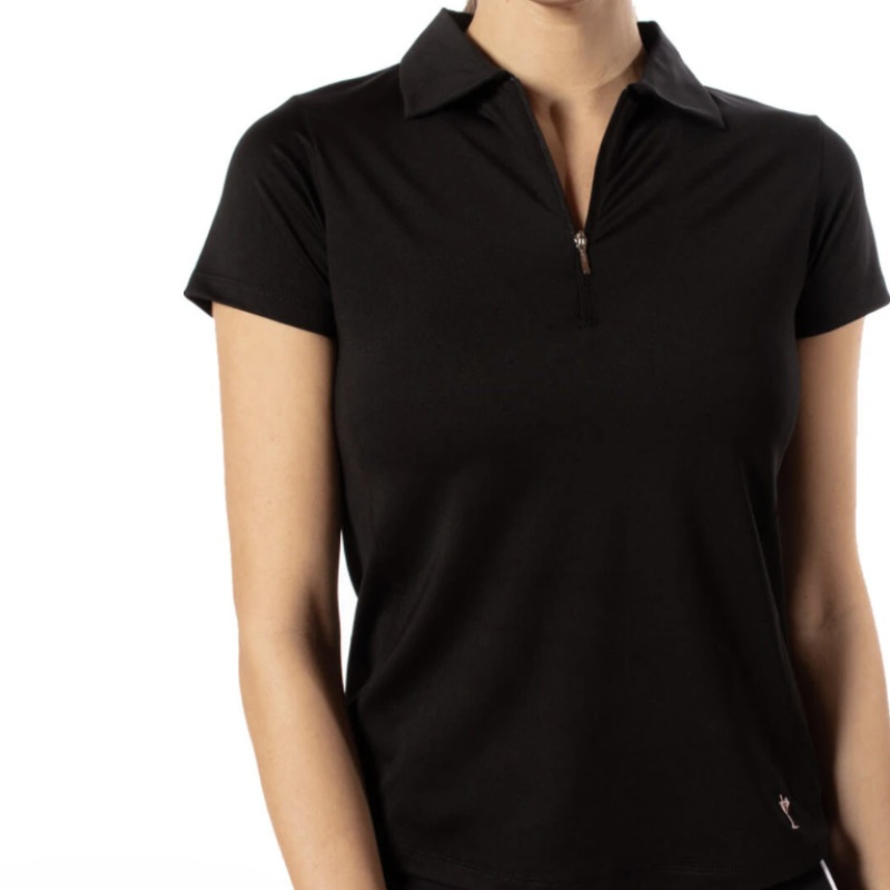 Golftini S/S Zip Tech Polo – Black