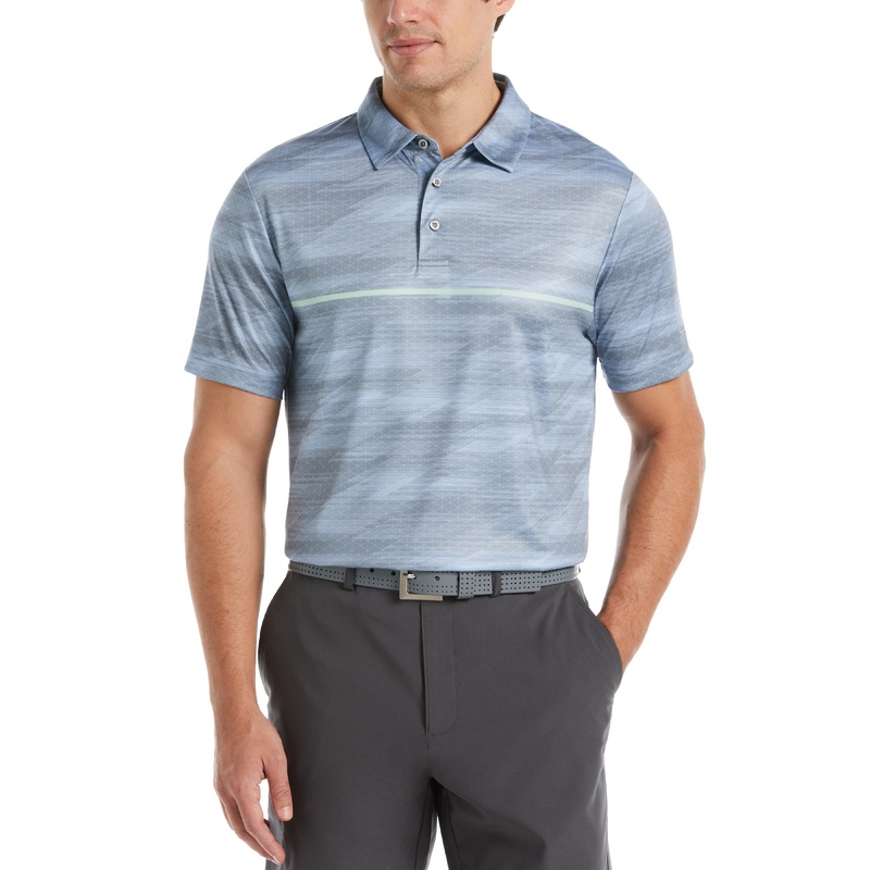 Men’s Digitized Chest Stripe Print Golf Polo
