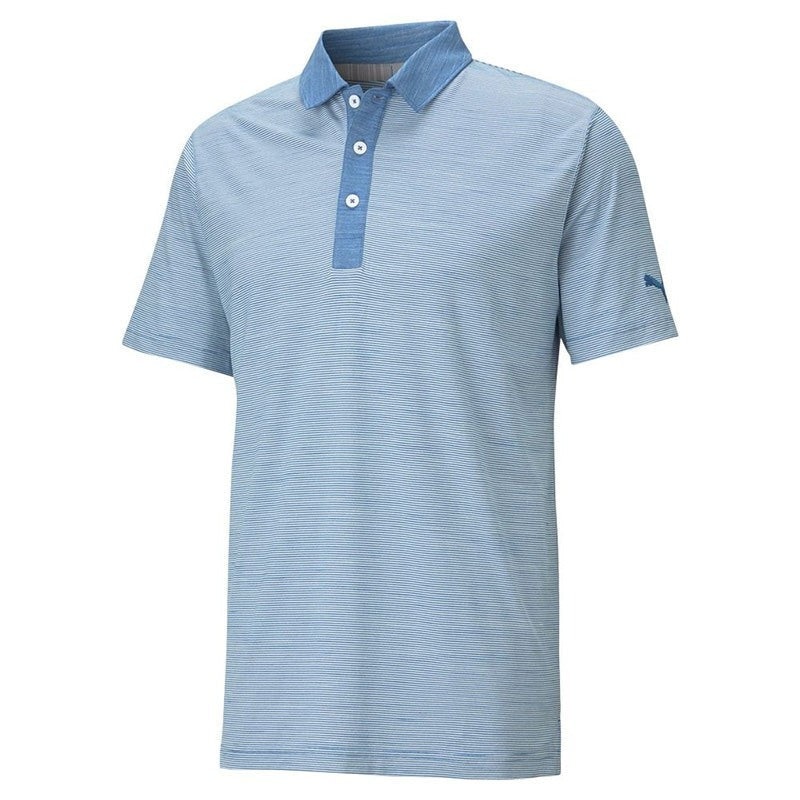 Puma Cloudspun Legend polo shirt placid blue stripe uk size small